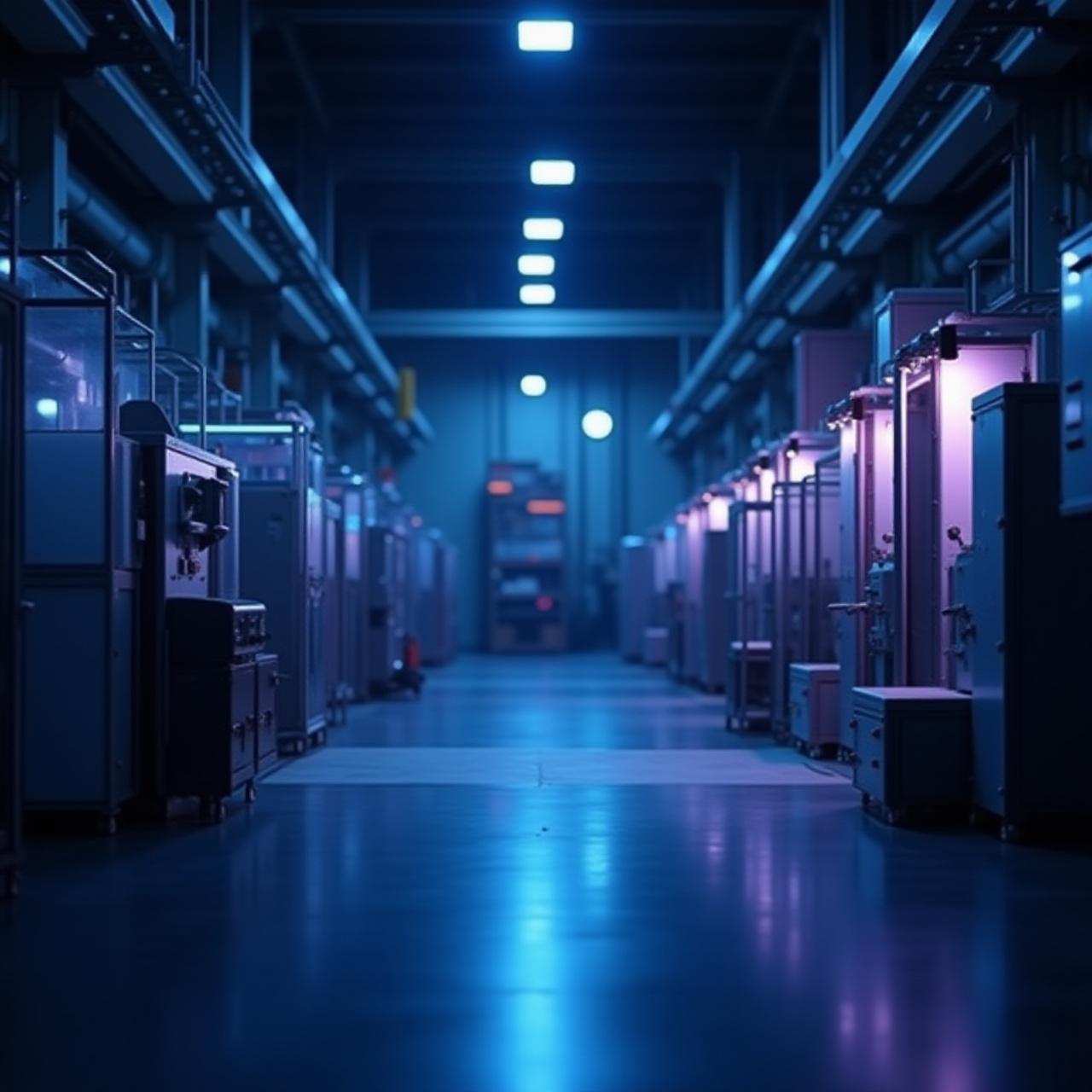 Modern automated metal factory floor